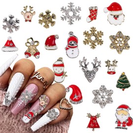 20Pcs Christmas Nail Charms, 3D Snowflake Snowman Santa Claus Elk Deer Nail Charms for Acrylic Nails Winter Xmas Cute Nail Rhinestone Nail Gems for Women and Girls Craft DIY Decoration Supplies
