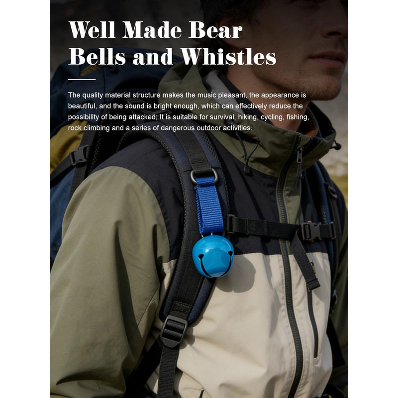 CHADWICK Multicolor Bear Bells with Whistle, Includes Matching Emergency Whistle,
