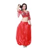 MUNAFIE Belly Dance Arab Carnival Satin Pants Hot Red