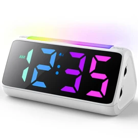 Ohamtes Digital Alarm Clock，Bedside Clocks with RGB Night Light, Large Display, Dual Alarm, Snooze, 100% Adjustable Brightness Dimmer Alarm Clocks, Suitable for Bedside