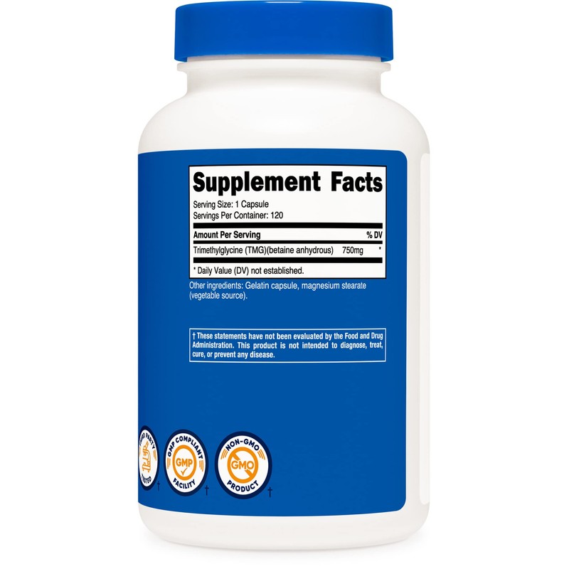 Nutricost TMG 750mg, 120 Capsules (3 Bottles)