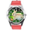 TAPORT RED Leather Round Quartz Watch for Rabbits Fans e2