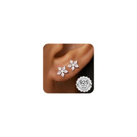 Adramata Earrings 925 Silver Small Earrings Women Girls Flatback Stud Earrings Silver 925 Hypoallergenic Cartilage Earring Tragus Helix Piercings Gold Earrings Stud