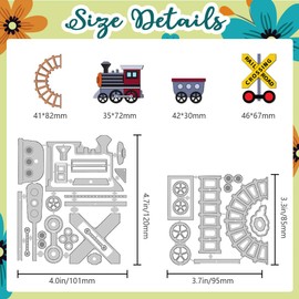 DELORIGIN Trains and Tracks Die Cuts, Carbon Steel Die Cuts Cutting Dies Novelty Stencils Scrapbooking Embossing Frame Template Dies for Gift Party Greeting Photo Album Paper Craft Decor