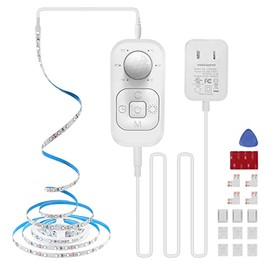 Motion Sensor Under Cabinet Lights - Plug-in LED Strip Lights Indoor with Power Adapter, Dimmer and Timer for Kitchen Cabinet, Counter, Shelf, Showcase, Stairway, Bedroom, Corridor, Washroom