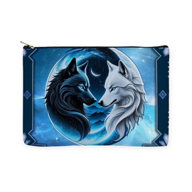 CafePress Two Majestic Wolf Heads Large Zipper Toiletry Pouch, 12.5" x 8.5"