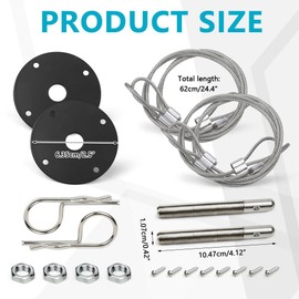 Hbxdeco 2PCS Hood Pin Kit for Car, Stainless Steel Car Hood Lock Kit with Racing Lanyard, Quick Release Car Hood Cover Latch Hood Pins to Reduce Shaking, Universal Hood Pins Lock Clip Kit (Silver)
