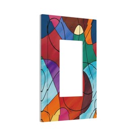 Mid Century Colorful Abstract Texture Single Rocker/Decora Wall Plate Decorative 1-Gang Light Switch Cover Outlet Cover Gfci Dimmer Switchplate Receptacle Faceplate for Kitchen Bedroom Bathroom