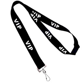 VIP Lanyard with Breakaway Clasp and Swivel Hook - Black Neck Strap with White"VIP" Letters - Clip to Badge Holder, Party Pass, Sports Event, Concert Ticket, Name Card & More by Specialist ID