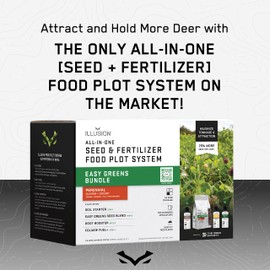 All-in-One Food Plot Seed + Fertilizer for Deer - 1/4 Acre Coverage - Perennial Blend - Protein and Micronutrients for Wildlife - Clovers and Chicory - Illusion Systems (Easy Greens)