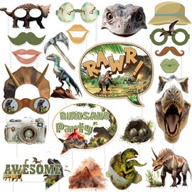 Kreatwow 24 Pcs Dinosaur Photo Booth Props Dinosaur Party Decorations Dino Theme Selfie Prop Rawr Dinosaur Party Supply Little Dinosaur Baby Shower Dinosaur Party Camera Props for 1st 2nd 3rd Birthday