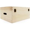Unvarnished Wooden Storage Box with Hinged Lid and Clasps, 40