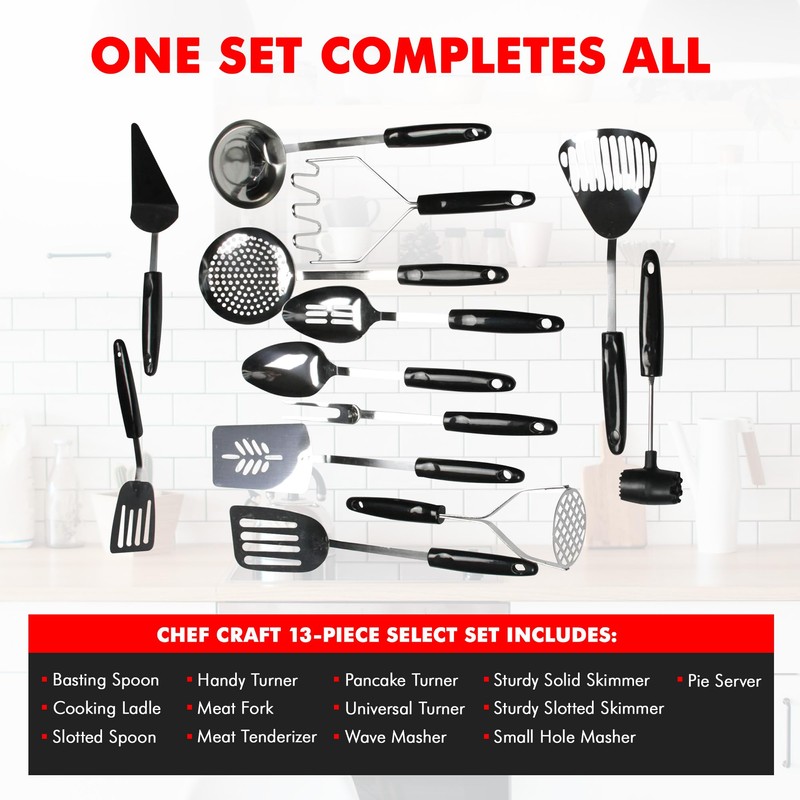 Chef Craft Select Turner/Spatula, 10.5 inch, Stainless Steel