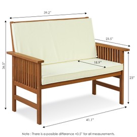 Furinno FG17319 Tioman Outdoor Hardwood Patio Furniture Mediterranean Bench with Cushion, 1, Natural