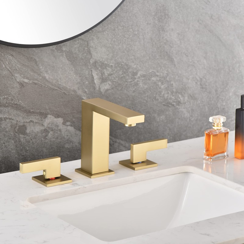 sumerain Brushed Gold 8 Inch Widespread Bathroom Faucet 2 Handle