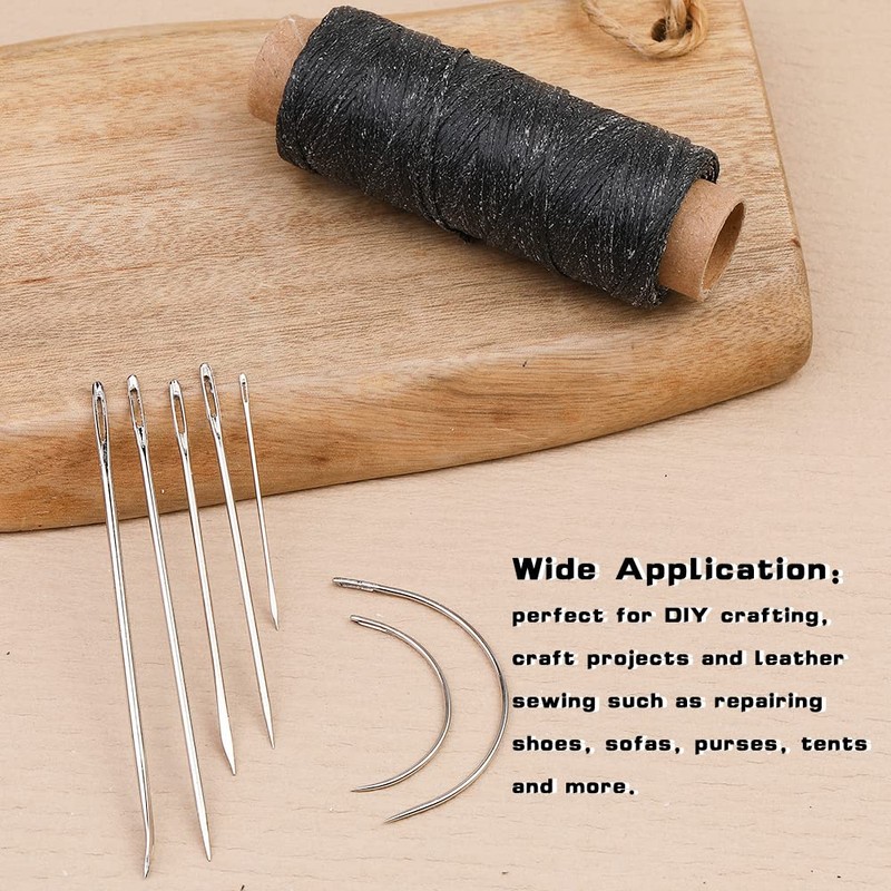 Ftyiwu Black Waxed Thread 32 Yards, Leather Sewing Waxed Thread