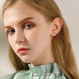 Mushroom Mini Earrings for Women Little Girls Dainty Minimalist Cute Tiny Cartilage Screw Back Hypoallergenic (Silver, One size)