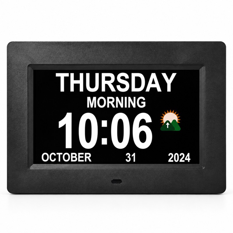 7-Inch Digital Calendar Clock for Seniors – Large Day &