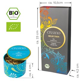 Creano Organic Herbal Tea Gift Set "Loose Tea - Calm Down" - 3 Different Types of Tea in Metal Tins - 27 g - Vegan & Gluten Free - Novelty 2024*