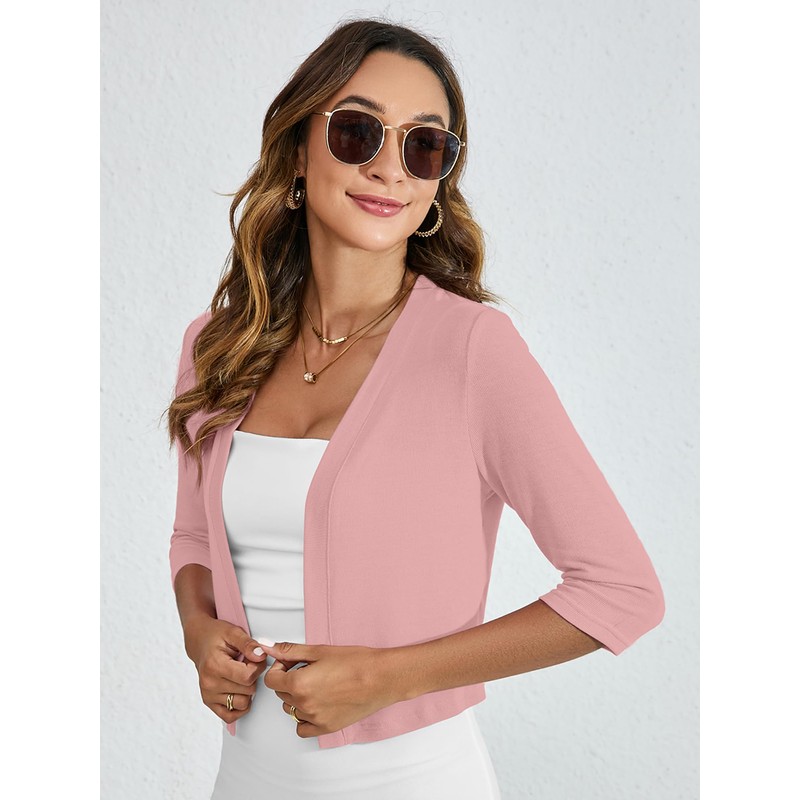 Heymoments Women's Thin Shrugs for Dresses Pink Small Open Front