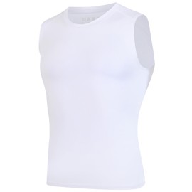 MOVILBENES Boys Compression Shirt Sleeveless Youth Basketball Football Baseball Undershirt Quick Dry Kids Athletic Tank Tops White XS
