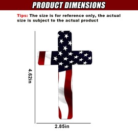 DUSCOKE American Flag Cross Car Decal Sticker, Vinyl Waterproof Auto Bumper Decal, Patriotic Car Window Sticker, USA Flag Auto Decal for Cars, Truck, SUV (2PCS)