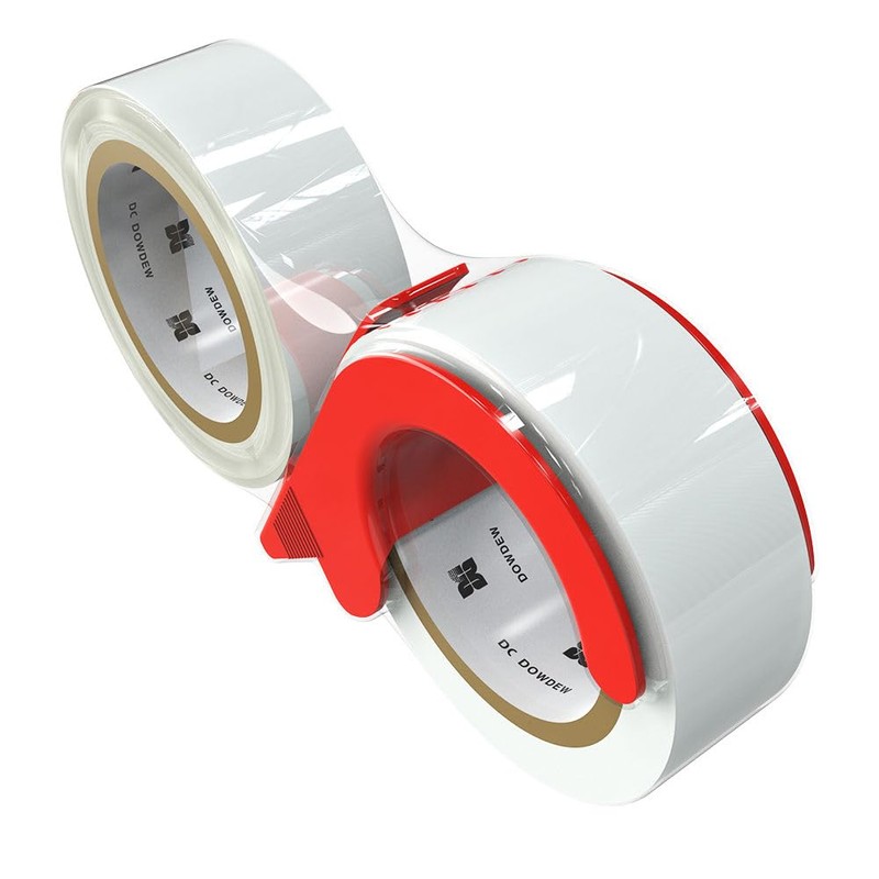[110 Total Yards] Clear Packing Tape with Dispenser [2 Pack]