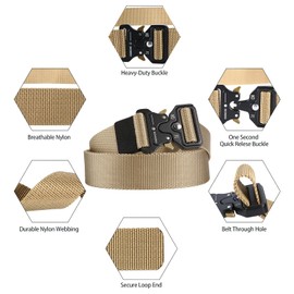 KingMoore Men's Tactical Belt Heavy Duty Webbing Belt Adjustable Military Style Nylon Belts with Metal Buckle
