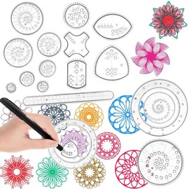VERALY.MX Espirógrafo Set Dibujo Espiral Juego Engranaje Entrelazado Juguete Niños y Niñas Hiperactivos Kit Actividad Artesanal Hacer Mandalas 26 piezas herramienta para Estudiante Geometría