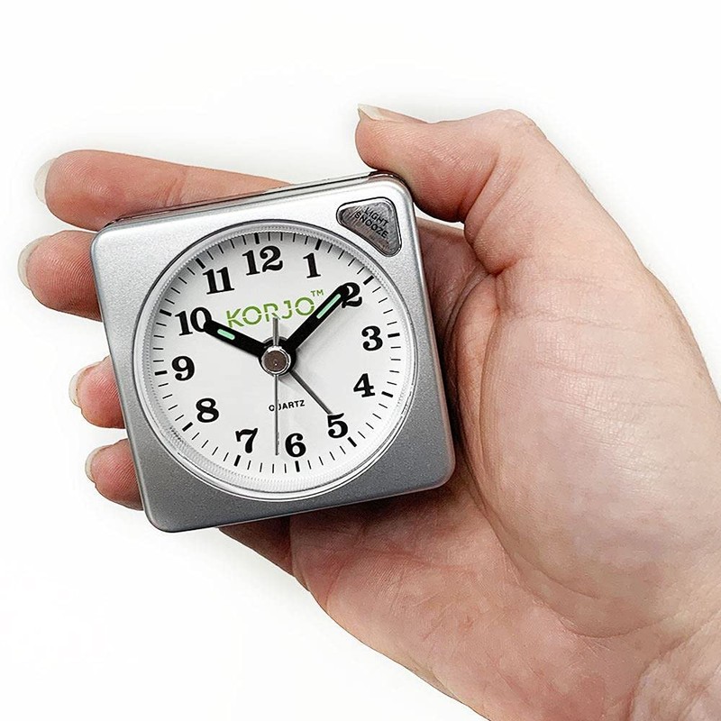 KORJO AAC 73 Analogue Alarm Clock, 5.5 Centimeters, Silver/Black