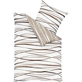 Kaeppel Elegant seersucker bed linen motion natural 1 x 80 x 80 cm + 1 x 135 x 200 cm