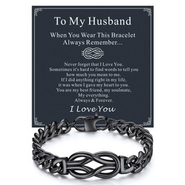 Richsteel Husband’s Infinity Knot Bracelet – 316L Cuban Chain, Hypoallergenic & Non-Deformable, Elegant Gift Box Included