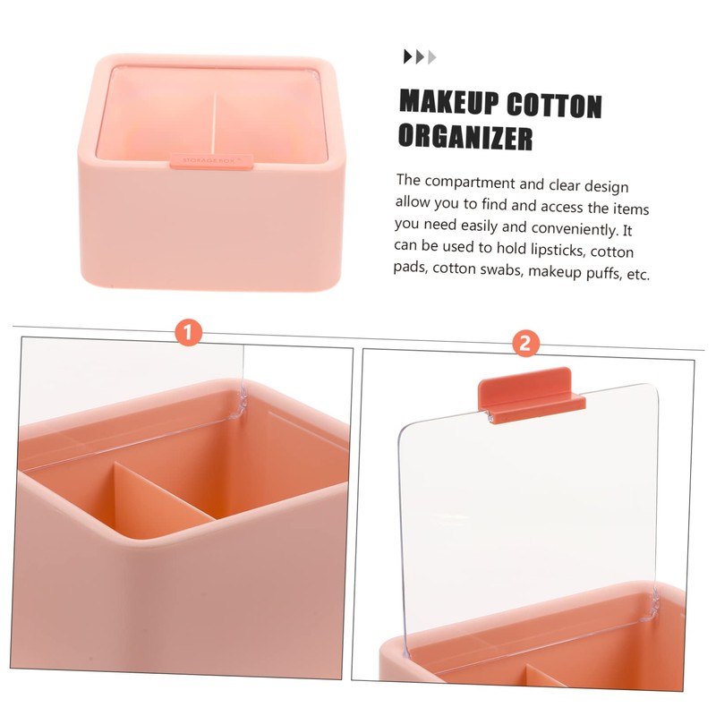 iplusmile Desktop Cotton Pad Holder Makeup Organizer Cover Dual-Compartment Storage