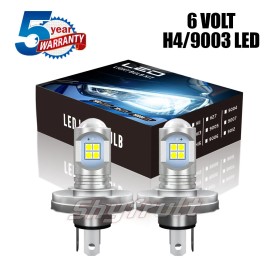 SHYFRULT 6 Volt LED Headlight Headlamp Clear Glass Light Lamp Bulbs 35/35W Pair H4 6V