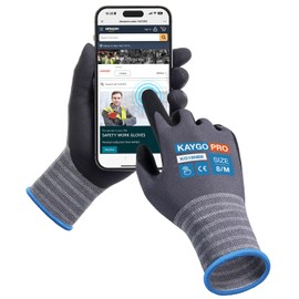 KAYGO Safety Work Gloves MicroFoam Nitrile Coated-12 Pairs KG18NB,Seamless Knit Nylon Glove with full fingers Touchscreen, Ideal for General Purpose,Automotive,Home Improvement, Black,M