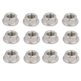 TOP-VIGOR 12Pcs M8 x 1mm Fine Thread Flange Nuts, 304 Stainless Steel Hex Lock Nuts, Threaded External Hex Flange Nut for Automotive, Machinery, DIY Projects