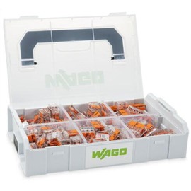 Wago Connection Terminal Set 887-957, 186 Pieces, with Various Series 221 Connection Terminals with Levers and Mounting Adapters for All Conductor Types, in Practical L-Boxx Mini
