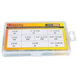 Breezliy 1000 Pieces Hardware Nails 10 Sizes Multi-Length Galvanized Straight Finishing Nail Send a Plastic Box Upgrade