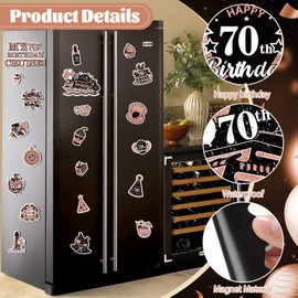 70th Birthday Cruise Door Magnets Decorations, Rose Gold Black Happy 70th Birthday Cruise Ship Door Decor Magnetic for 70th Women Men Anniversary Party Supplies Door Refrigerator Fridge Car Kitchen