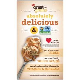 Post Great Grains Banana Nut Crunch Breakfast Cereal, Non GMO Project Verified, Heart Healthy, Low Saturated Fat, Whole Grain Cereal, 18 Ounce