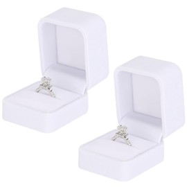 KUKUVR 2 Pieces Velvet Ring Gift Box, Small Ring Storage Boxes for Proposal Wedding Engagement Christmas Valentine's Day, Ring Earrings Stud Holder Display box for Woman Girl