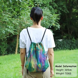 FenFang Gym Bag with Drawstring, Drawstring Bag, Sports Backpack, Small Gym Bag, Foldable, Drawstring Gym Bag, Sports Bag, Daypack with Zip, Inner Pocket for Women, Green