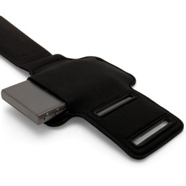 iGadgitz Reflective Black Sports Jogging Gym Armband for Sony Walkman NW-A35 NW-A40 NW-A45 MP3 Player with Key Slot