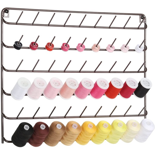 54 Spools Sewing Thread Holder, Thread Holder Organiser, Metal Stand for Hanging for Embroidery, Quilting, Sewing (Brown) 54-Spool Sewing Thread Holder Organiser