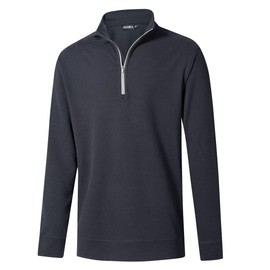 TRUSMOL Quarter Zip Pullover Men Performance Moisture Wicking Heather Golf Pullover Sports 1/4 Zip Pullover Mens Sweatshirt, Black, Large