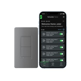 Square D X Series 15 Amp WiFi Energy Monitoring Light Switch, Single-Pole/3-way, 600 Watt, Rocker, Matter Certified, Compatible with Alexa and Google Assistant, Gray