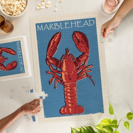 Lantern Press 1000 Piece Jigsaw Puzzle, Marblehead, Massachusetts, Lobster, Woodblock