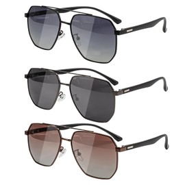 OCCI CHIARI Oversized Polarized Sunglasses for Men Classic Aviator Metal Frame Fishing Driving Premium Sun Glasses UV Protection 3 Pack