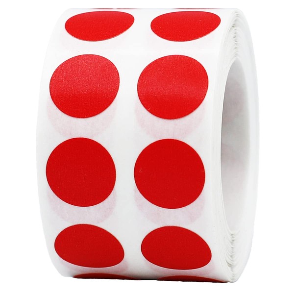 Small Red Dot Stickers 0.5 Inch 12.7 mm Round 1000