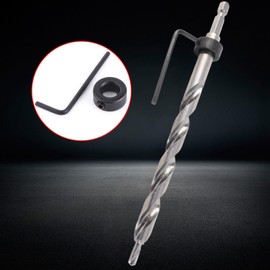 3/8" Step Drill Bit Hex Shank With Adjustable Depth Stop Collar Hex Shank and Round Shank Replacement Step Drills for Pocket Hole Jig Kit